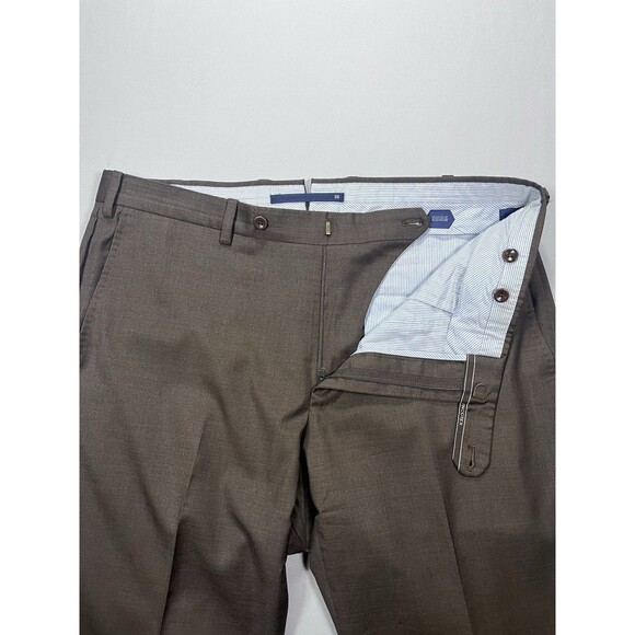 Men's Incotex Super 100's Wool Flat Front Dress Pants 36x31 Brown High Comfort - Picture 5 of 13